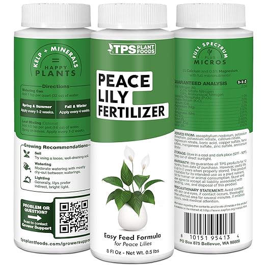 Peace Lily Fertilizer, Complete Liquid Peace Lily Plant Food, 32 oz (1 Quart)