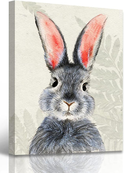 BLINFEIRU Bunny Wall Art Framed Canvas Print, Easter Bunny Poster for Nursery Kids Room Decor, Funny Cute Rabbit Picture, Modern Home Artwork 12x16 Inch