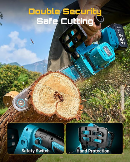 SEESII Electric Chainsaw Cordless 12-inch, Handheld Chain Saws with a 4.0Ah Battery, Tree Saw with Tool-free Chain Tension, Auto Oiling for Wood Cutting Trimming Branch