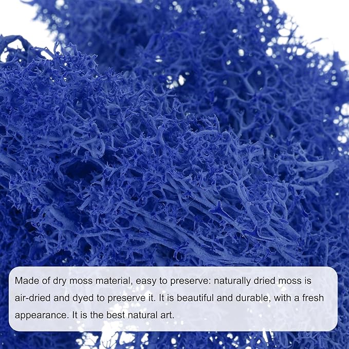 MECCANIXITY 3.5 OZ Moss Fake Craft Moss Artificial Moss Natural Preserved Moss for Craft Arts Floral DIY Project Wall Wedding Garden Patio Table Terrariums Decoration(Dark Blue)