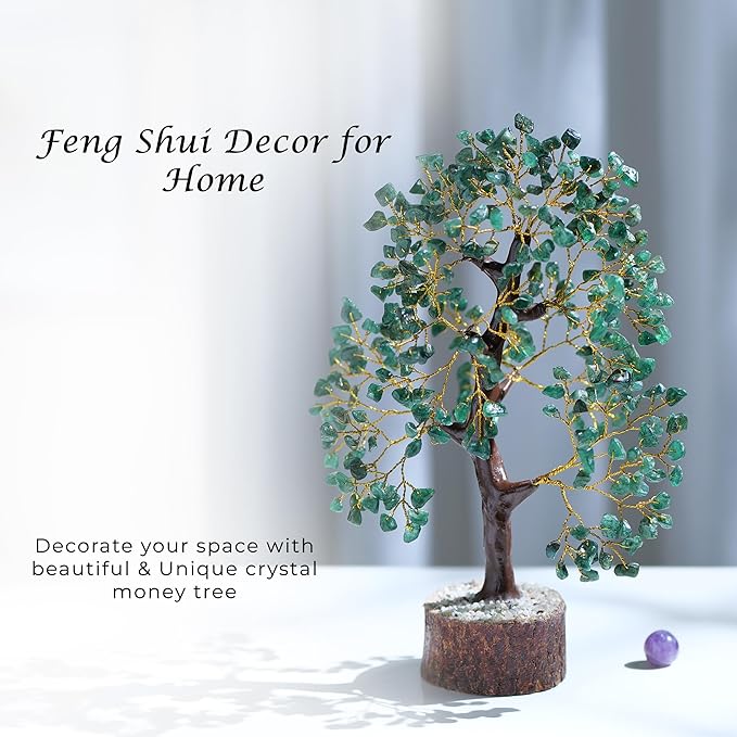 PYOR Green Aventurine, Crystal Tree of Life, Green Aventurine Crystal, Feng Shui Decor for Home, Bonsai Tree, Green Office Decor Women, Crystals and Stones, Meditation Accessories