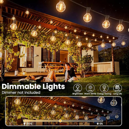 RTTY Outdoor String Lights 25ft, G40 Led Patio Lights with 13pcs Bulbs,Waterproof Shatterproof Dimmable Connectable Hanging Globe Outdoor Lights for Cafe Bistro Backyard Gazebo Balcony Party, Black