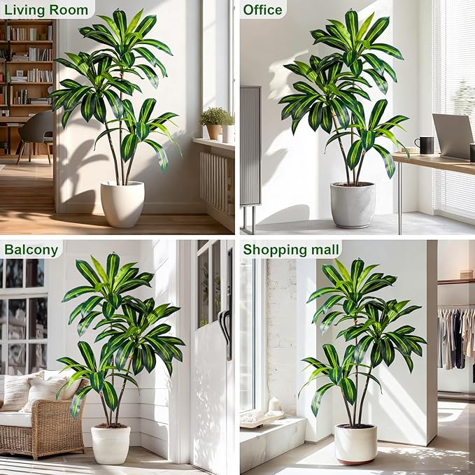 Tall Fake Tree Artificial Trees Plant with White Planter Pot Indoor Outdoor Potted Silk Plants Large Faux Trees loor Floor for Home Living Room Office Outside Patio para decoracion Housewarming Gift