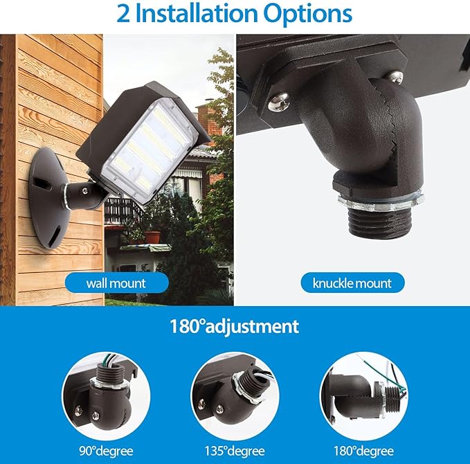 60W LED Flood Light Outdoor Knuckle, Switch Controlled Floodlight with Plate,5000K 8000Lm IP65 Waterproof Outdoor Security Lights for Yard Garden Garage,ETL Listed