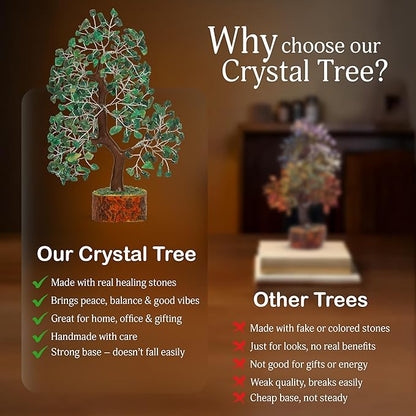 YATSKIA Green Aventurine - Crystal Tree, Gemstone Tree, Chakra Tree of Life, Balancing Tree, Healing Crystal, Crystal and Stone Decor, Fungshui Decorations, Positive Energy Gifts for Women