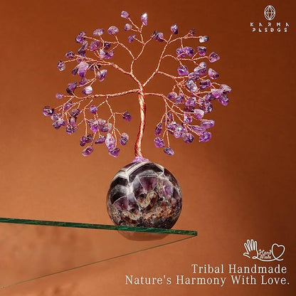 Amethyst Crystal Tree of Life Office Desk Decor, 7 Chakra Reiki Healing, Feng Shui Bonsai Home Decoration Tree for Positive Energy, Money, Good Luck, Yoga, Meditation, Spiritual Gifts for Women