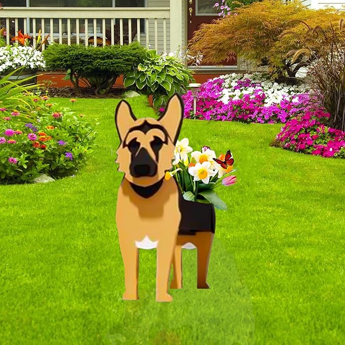 German Shepherd Dog Planter Plant Pots,Cute Dog Flower Planter,Gifts for Pet Lovers,Unique Animal Plant Pots,Office,Indoor Outdoor Garden Decor(9.45 * 5.51 * 13.82in)