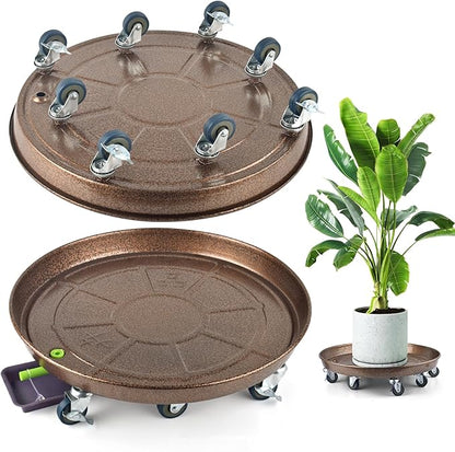 PACETAP 2Pack 20'' Extra Large Plant Stand with Lockable Wheels, Heavy-Duty Metal Plant Caddy with Casters for Indoor and Outdoor
