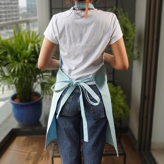 100% Cotton Kitchen Apron with 2 Pockets – Adjustable Chef Apron for Cooking Baking BBQ – Unisex Apron