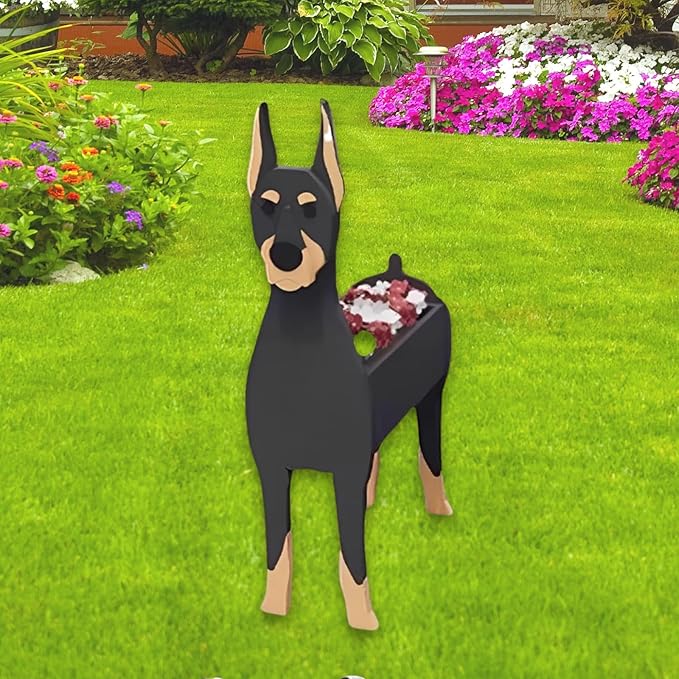 Doberman Dog Planter Plant Pots,Cute Dog Flower Planter,Gifts for Pet Lovers,Unique Animal Plant Pots,Office,Indoor Outdoor Garden Decor(9.45 * 5.28 * 13.58in)