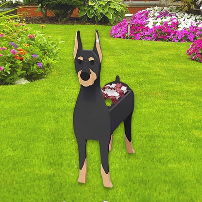 Doberman Dog Planter Plant Pots,Cute Dog Flower Planter,Gifts for Pet Lovers,Unique Animal Plant Pots,Office,Indoor Outdoor Garden Decor(9.45 * 5.28 * 13.58in)