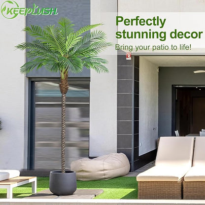 10ft Tall Artificial Phoenix Palm Tree for Outdoor Indoor Decor, Large Faux Coconut Silk Palm Tree Tropical Fake Tree Perfect for Outside Patio Poolside Home Office Decor (Set of 2)