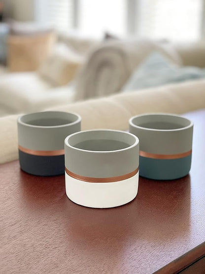 Assorted Nordic Cement Succulent Pots 3.5" Planters with Drainage | 3 Pack