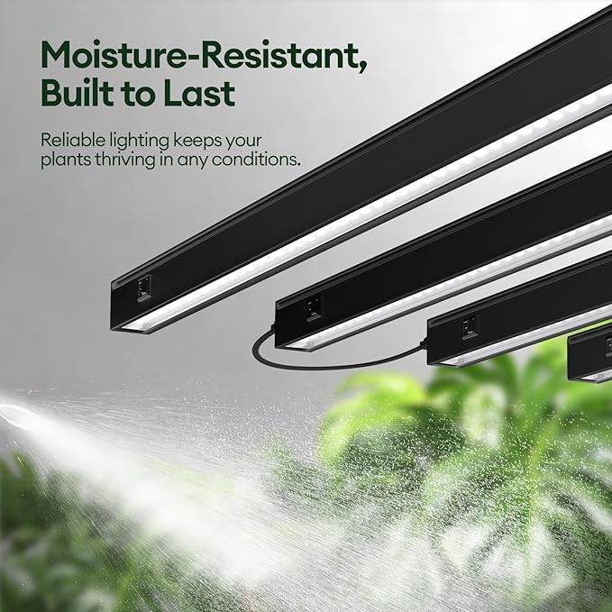 Grow Lights for Indoor Plants 2FT, Sun-Like Full Spectrum 5000K Grow Light, 60W(4 x 15W), T5 LED Grow Light Strips for Indoor Plants and Flowers, High PPFD, Linkable, Black, 4-Pack