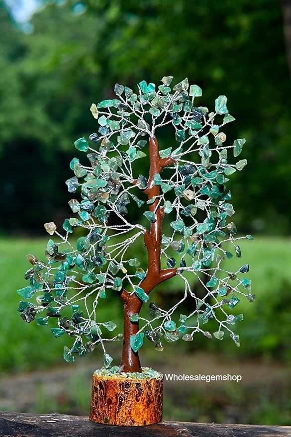 Green Aventurine Silver Wire Artificial Gemstone Tree – Handmade Crystal Bonsai for Positive Energy, Prosperity & Décor