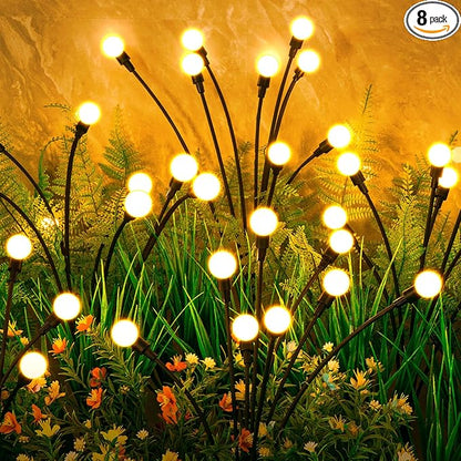 ASMAD Solar Lights Outdoor(8-Pack, 64 LEDs), Solar Garden Lights, Outdoor Decorations, Firefly Light for Patio Decor, Big Bulb, Unique Gifts for Women, Gifts for Grandma