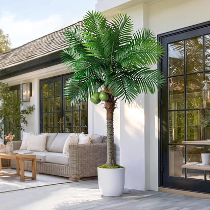 Large Artificial Palm Tree Big Faux Tropical Phoenix Trees Indoor Outdoor Realistic Floor Plants Tall Fake Plant for Modern Home Living Room Office Decor Porch Outside Patio arboles para decoracion