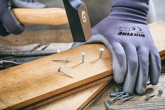 Safety Work Gloves PU Coated-12 Pairs,Grey Seamless Knit Glove with Polyurethane Coated Smooth Grip on Palm & Fingers, for Men and Women, Ideal for General Duty Work (Medium)