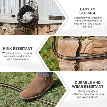 Giraffe Tools Leader Hose 10ft x 5/8", Custom Length, Heavy Duty, No Kink, Flexible, Rubber Garden Hose, Leakproof Water Hose with Female to Female Fittings, 600 Burst PSI