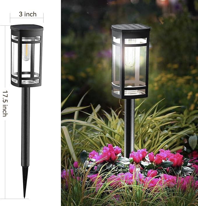 EXCMARK Solar Lights Outdoor Waterproof for Garden Pathway Walkway Driveway Yard Lawn Decorative Landscape Lighting. (Cool White Light, 2)