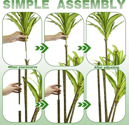 Faux Dracaena Tree 7ft(84in) Artificial Plant with Realistic Leaves and Trunks,Fake Floor Potted Tall Artificial Trees for Home Office Decor Indoor (7Feet,1Pack)