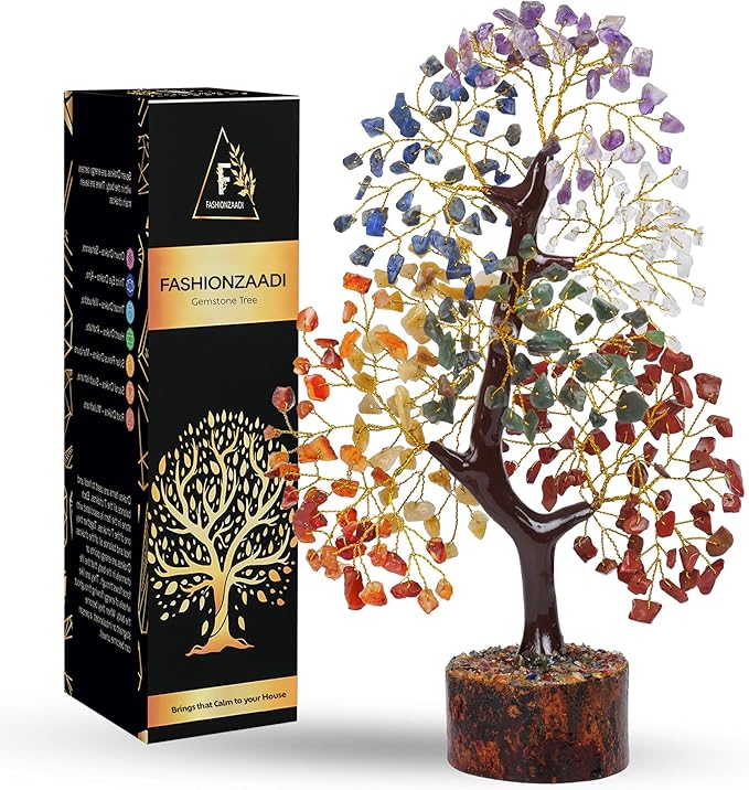 FASHIONZAADI 7 Chakra Healing Crystal Tree, Crystal Tree of Life for Home Decor, Office Desk Decor, Handmade Bonsai Trees for Positive Energy, Money, Good Luck Birthday Gifts for Women, Mom