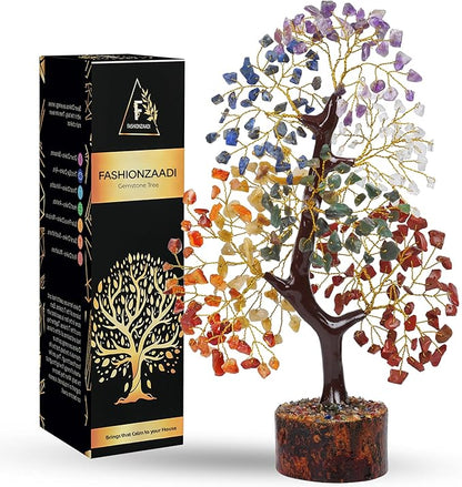 FASHIONZAADI 7 Chakra Healing Crystal Tree, Crystal Tree of Life for Home Decor, Office Desk Decor, Handmade Bonsai Trees for Positive Energy, Money, Good Luck Birthday Gifts for Women, Mom