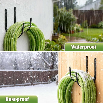 Hose Holders Wall Mount - Heavy-Duty Metal Garden Hose Hanger for Outside - Rust-Proof Hanging Hose Rack Hook Mount for Water Hose (2PCS)
