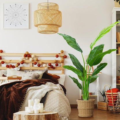 5.2FT Artificial Bird of Paradise Plant, Faux Artificial Trees, Tall Fake Realistic Tree, 10 Trunks Silk Leaf Plant with Plastic Pot for Home Office Decor Indoor Outdoor Modern Decoration
