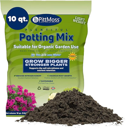 PittMoss Plentiful Eco-Friendly, Organic, Peat-Free Potting Mix, 10 Quarts - for Gardens, Houseplants, Mulching & More - Made in USA from Recycled Paper