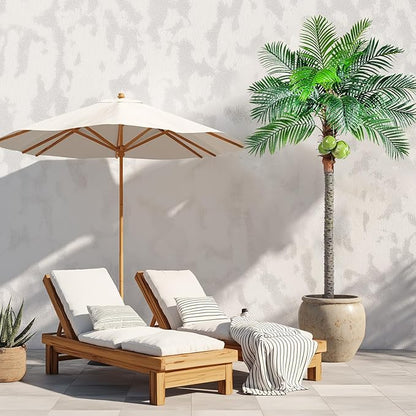 Artificial Phoenix Palm Tree 8.2ft Tall - Fake Large Tropical Tree with Adjustable Leaves, Realistic Faux Sago Palm for Indoor Outdoor Decor, Patio, Poolside, Yard, Living Room, Office