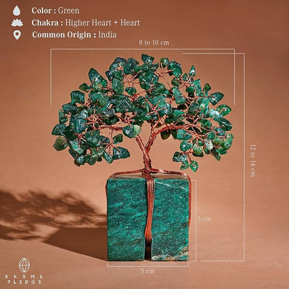 Crystal Tree of Life for Home and Office Decor, Handmade Raw Crystal Base Green Aventurine Chakra Healing Crystal Tree for Positive Energy, Money, Good Luck, Christmas Décor, Birthday Gifts for Women