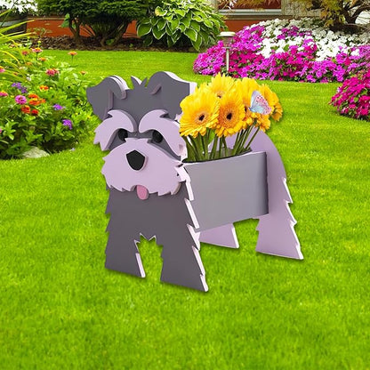 Gray Schnauzers Dog Planter Plant Pots,Cute Dog Flower Planter,Gifts for Pet Lovers,Unique Animal Plant Pots,Office,Indoor Outdoor Garden Decor(9.45 * 9.06 * 11.81in)