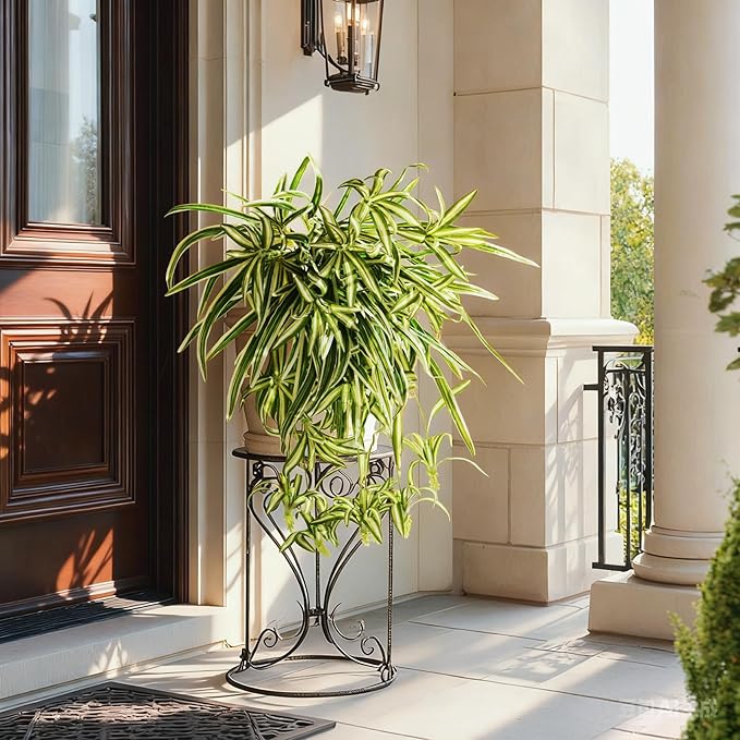 2 Pcs Artificial Spider Hanging Plant Artificial Bracketplant Chlorophytum Fake Greenery for Outdoor Porch Patio Window Shelf Office Garden Home Decor (Yellow)