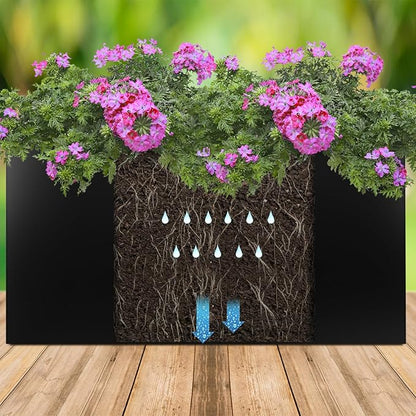 Metal Planter Box 40"x16"x24", Rectangular Steel Planter Box Frost Proof Rust Resistant Indoor&Outdoor, Heavy Duty Steel Planters for Commercial and Residential Use, Black