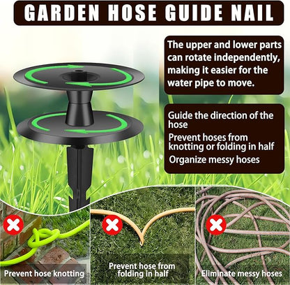 8PCS Metal Garden Hose Guide Spike, Hose Guides for Garden Heavy Duty, Cast Iron Garden Hose Guides for Outside, Rustproof Coated Hose Guide Stakes for Lawn & Yard, Plant & Flower Bed Protection