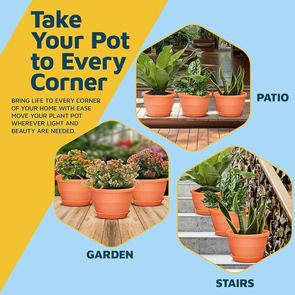 10-Inch Whiskey Barrel Planters Outdoor Pack of 2 - Durable Plastic Plant Pots for Indoor & Outdoor Use with Drainage & Saucer, Lightweight Rustic Barrel Planters for Flowers, Herbs & Small Plants