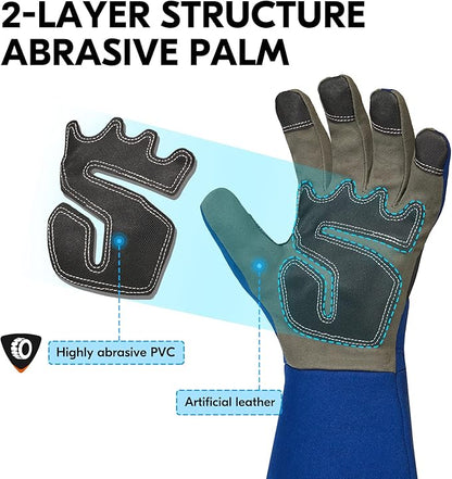 Vgo... Safety Work Gloves Men,Gardening,Long Sleeves Gauntlet,Puncture Proof,Touchscreen(1 Pair,Size L,Blue,AL6608-ML)