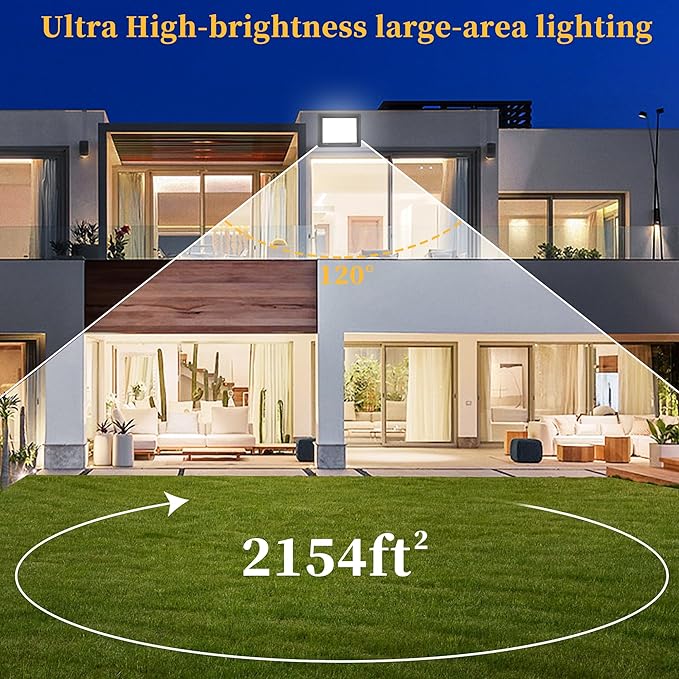 2 Pack 150W LED Flood Light Outdoor Plug in,15000 LM Super Bright Security Lights,IP66 Waterproof LED Work Light 6000K Daylight White,Floodlights for Garage,Yard,Garden,Playground