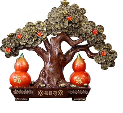 Top Resin Money Tree, Artificial Bonsai Tree - Feng Shui Decor & Gifts for Home, Feng Shui Statue, Chinese New Year Decoration, Chinese Decor & Gifts