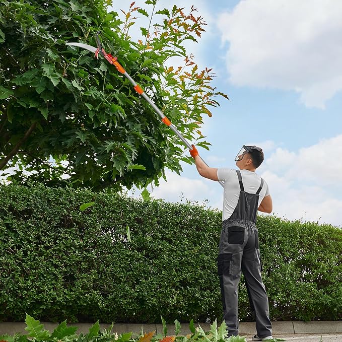Outvita 7-24FT Telescoping Pruning Pole for Tree Trimming, Aluminum Manual Pole Saws for Tree Trimmer with Telescopic Extension Pole 1 Scissors 2 Blade