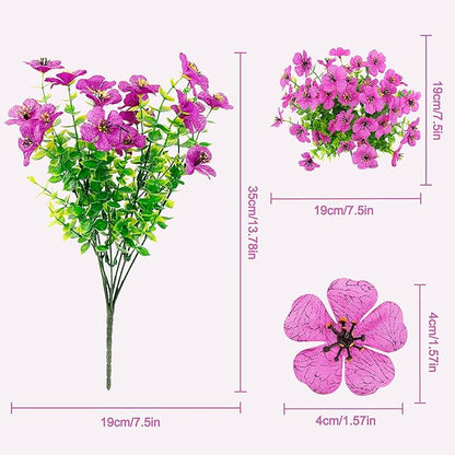 FGSAEOR 12 Bundles Artificial Flowers for Outdoor Indoor, Faux Flower Purple Daisy with Eucalyptus Leaves Fake Plants Greenery, Garden Home Decor for Boxwood Porch Patio