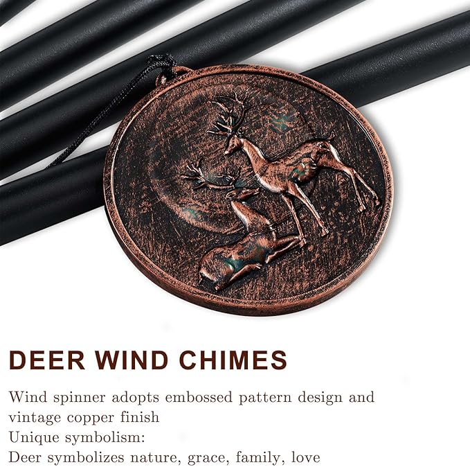 Wind Chimes for Outside, Vintage Deer Deep Tone Wind Chime Outdoor Clearance, Patio Porch Balcony Decoration, Garden Hanging Decor Gifts for Women Mom Grandma (34" Deer)