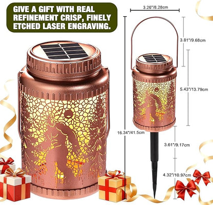 Cooo 6 Pack Solar Lanterns Outdoor Waterproof Bigfoot Sasquatch Christmas Trees Solar Pathway Lights Landscape Path Christmas Gifts for Women Mom Grandma Outdoor Table Lamp Garden Yard Decor-Rose Gold