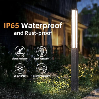Outdoor Pathway Lights, 92 Inches Tall Bollard Light, 3000K Commercial Landscape Path Lighting, Mordern Led Bollards, IP65 Waterproof Pole Driveway Lights Wired for Sideway Garden Yard