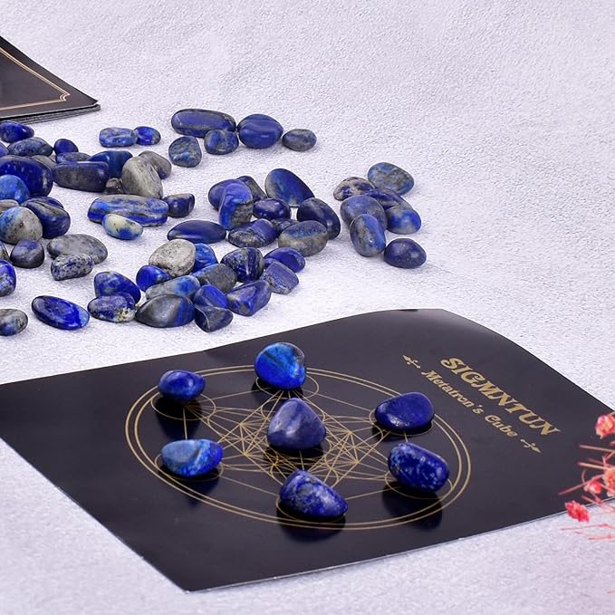 Polished Lapis Lazuli Crystals - 0.5" 10 oz Handpicked Natural Tumbled Gemstones Rocks, Pebbles for Reiki, Chakra, Healing Home Decor