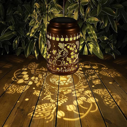 Solar Lanterns Outdoor Waterproof Hummingbird Garden Decor Gifts for Women Mom Grandma Hanging Lights Metal Decoration Outside for Yard, Patio,Backyard,Porch(Cat and Butterfly)