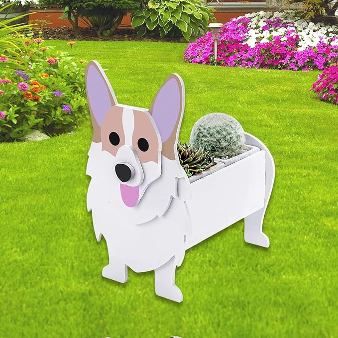 Corgi Dog Planter Plant Pots,Cute Dog Flower Planter,Gifts for Pet Lovers,Unique Animal Plant Pots,Office,Indoor Outdoor Garden Decor(9.45 * 6.73 * 12.2in)