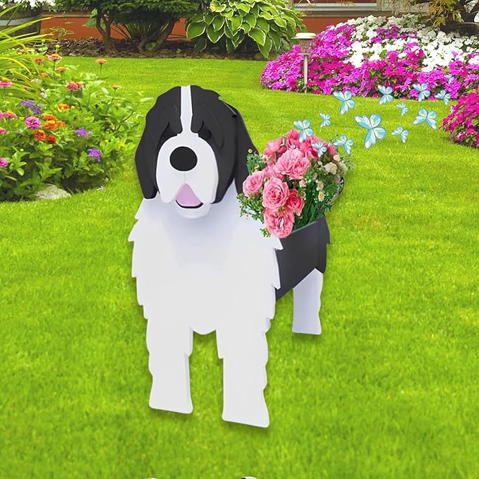 Newfoundland Dog Planter Plant Pots,Cute Dog Flower Planter,Gifts for Pet Lovers,Unique Animal Plant Pots,Office,Indoor Outdoor Garden Decor(9.45 * 6.77 * 13.99in)
