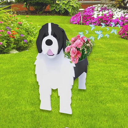 Newfoundland Dog Planter Plant Pots,Cute Dog Flower Planter,Gifts for Pet Lovers,Unique Animal Plant Pots,Office,Indoor Outdoor Garden Decor(9.45 * 6.77 * 13.99in)